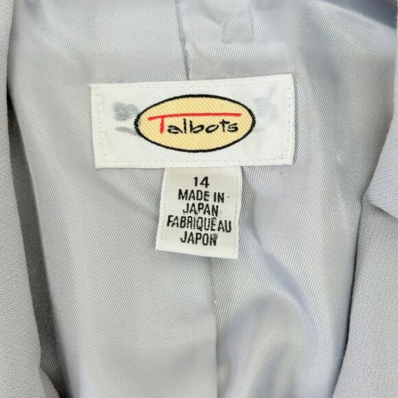 Talbots Wool Safari Utility Jacket Blazer Size 14 Light Blue Japan Vtg Career - Picture 6 of 15